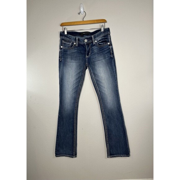 Womens Express Stella Boot Leg Low Rise Denim Blue Jeans Size 4 - Picture 1 of 11